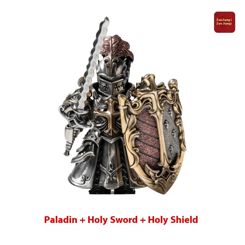 Detachable Metal Paladin Crusader Knight Figurine Chinese Style Desktop Ornament Collectible Action Figure Model Toy Gift