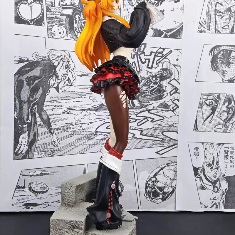 Eva Anime Rock Band Asuka Action Figure 33cm Rock Style Beautiful Girl Model Statue Desk Decor Collectible Toy For Fans Gift