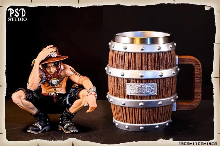 Sammlung Geschenk One Piece Fass Becher Figur Luffy Ace Sabo Wein Cheers Serie Gold Silber Ornament Puppe PVC Sammlung Geschenk