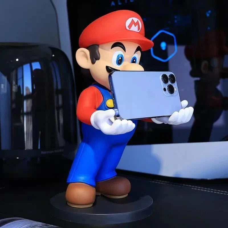31cm Super Mario Action Figure Toys Game Controller Mobile Phone Holder PVC Model