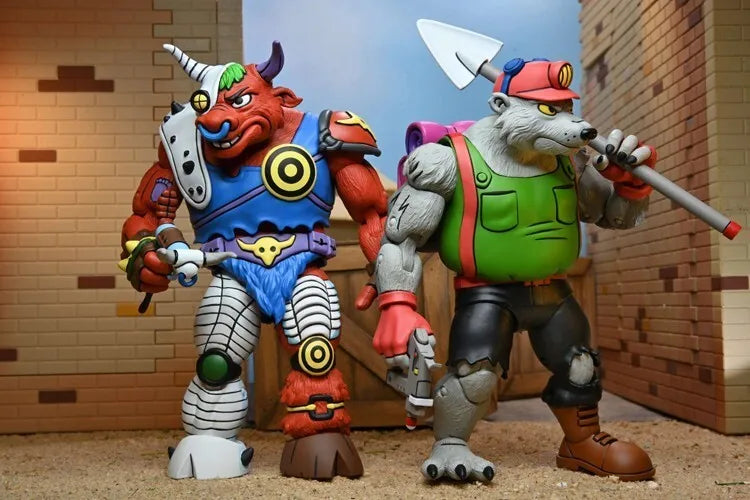 NECA 54199 Toys Teenage Mutant Ninja Turtles 1987 Action Figure 2-Pack Dirtbag & Groundchuck 18 cm Original Doll Collection Gift