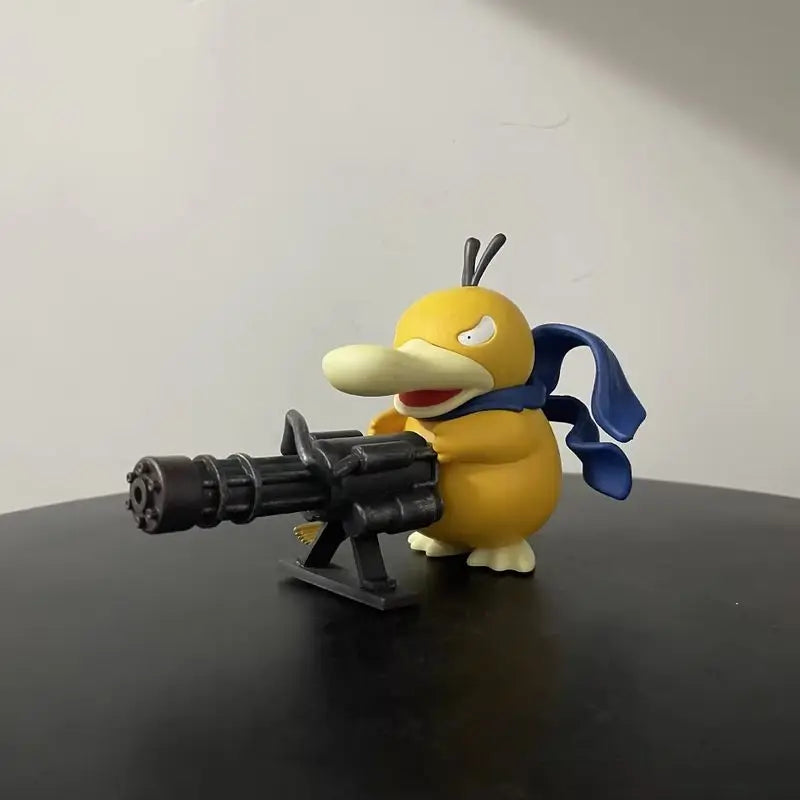 Psyduck Gatling Gun Action Figure - Pokemon Series Collectible Model Anime Peripheral Cute Duck Toy Gift for Boys