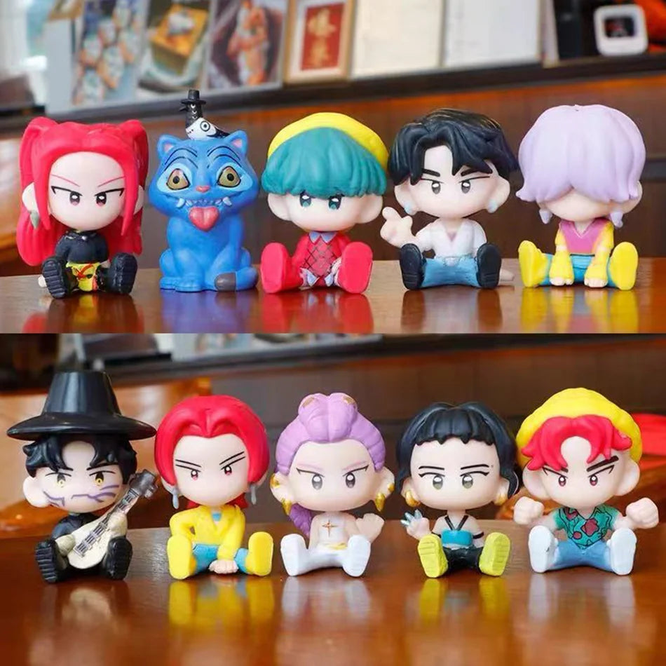 10pcs/Set K-pop Demon Hunters Anime Figure Toys Q Version Derpys Tiger Rumi Mira Zoey Sussy Figurine Doll Fans Christmas Gift