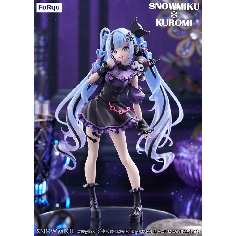 Original FuRyu Trio-Try-iT Hatsune Miku x Kuromi Action Figure Anime Collectible Model Kawaii Doll Decoration Birthday Gift 19CM