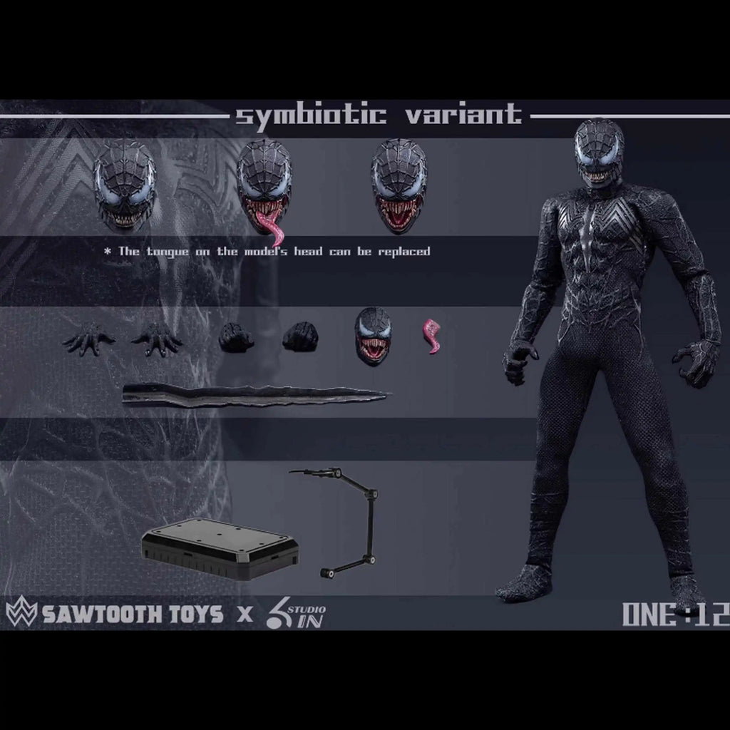 6in & Sawtooth Toys 1/12 Scale Venom Spider-Man Symbiotic Variant Action Figur Anime Peripherie Modell Trendy Spielzeug Desktop-Puppe