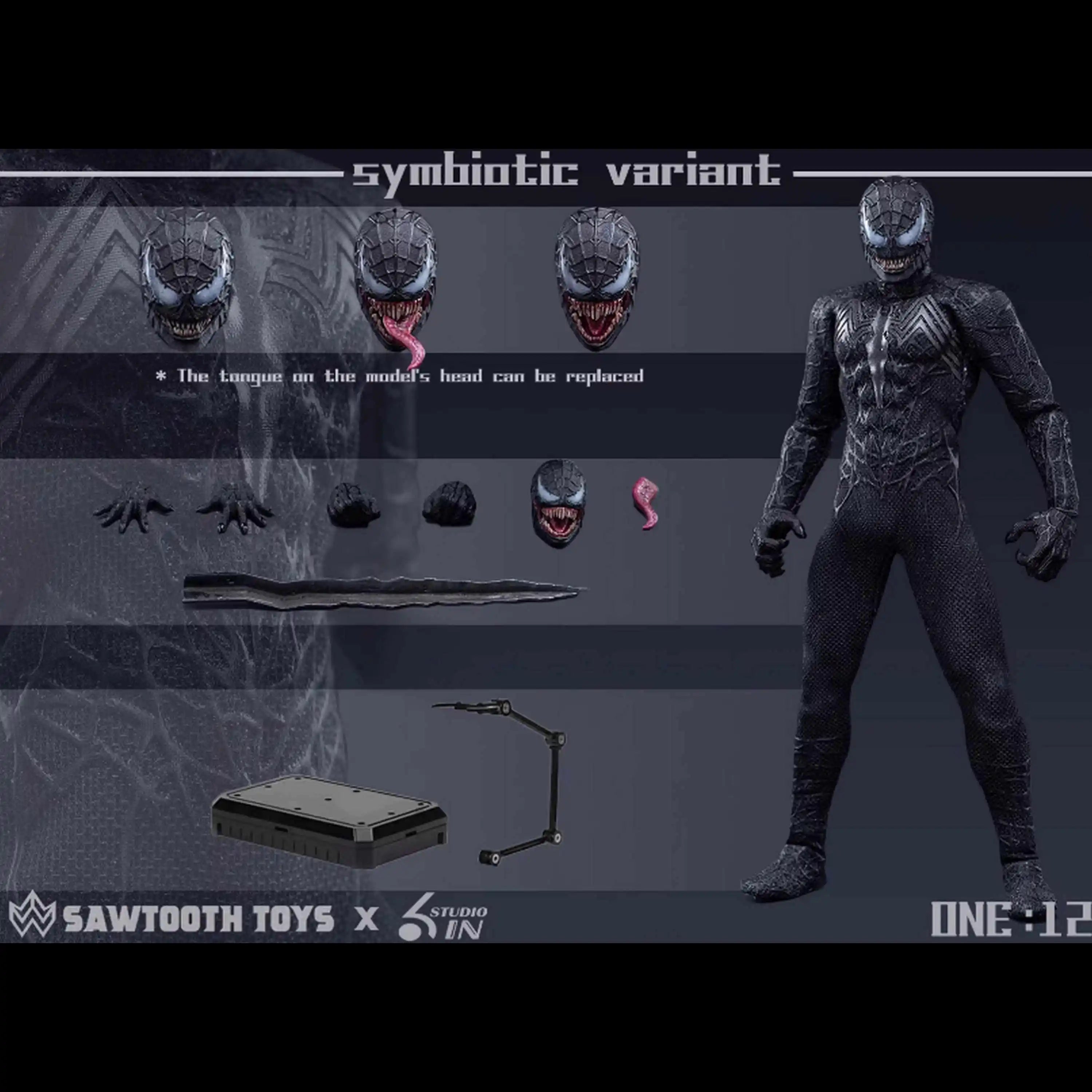 6in & Sawtooth Toys 1/12 Scale Venom Spider-Man Symbiotic Variant Action Figur Anime Peripherie Modell Trendy Spielzeug Desktop-Puppe