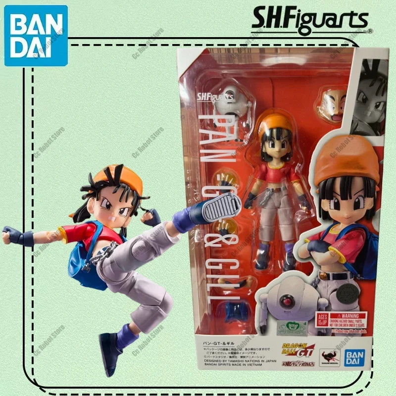 Bandai Genuine SHF Dragon Ball Pan -GT- &GILL Anime Action Figure Joints Movable Collectible Model Toys Ornaments Gift Children