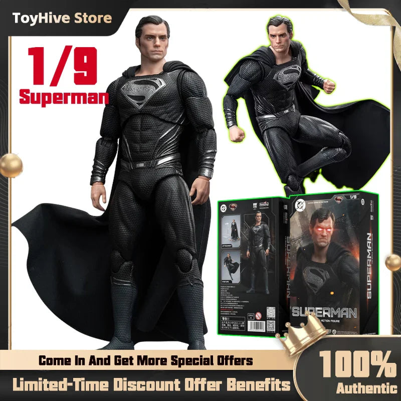 Original Fondjoy Black Superman 2.0 Figur DC Zack Snyder's Justice League Figuren 1/9 Super Man PVC Modellpuppe Gelenk beweglich