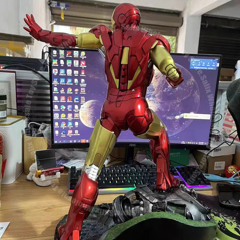 In Stock 50cm Avengers Iron Man Mk6 Anime Figures Large Figurine Luminous Figures Gk PVC Model Ornaments Gift Customized