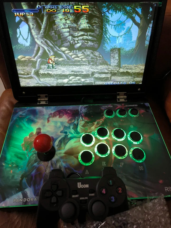 2025 New Pandora Box Portable Flip-Cover Foldable Arcade Joystick Game Console 14-inch Pandora 3D WIFI Game