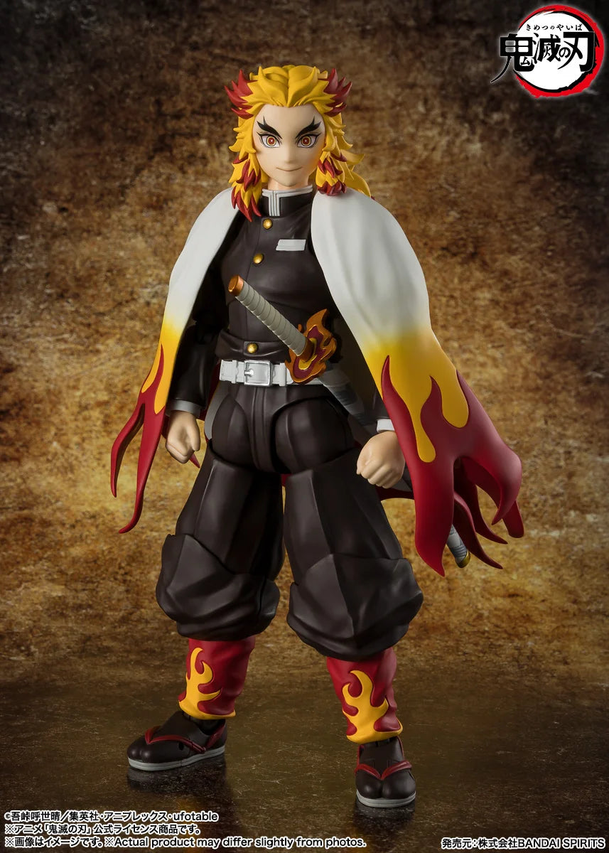 Officially Licensed BANDAI SHFiguarts Rengoku Kyoujurou Figure Anime Action Model Demon Slayer Figure Genuine Toy