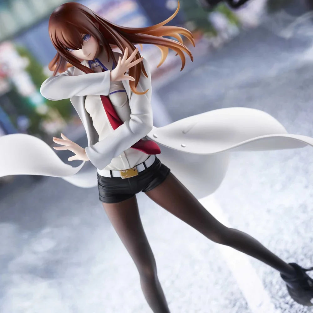Steins;  Gate Anime Makise Kurisu Figure Kurisu Standing Pose Action Figure White Clothes Model Desktop Orphans Collection Gifts