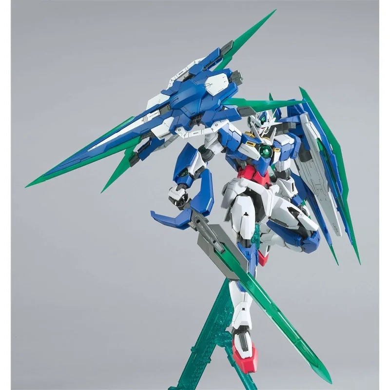 Bandai Original MG Gundam 00 Qan T GNT-0000 1/100 Anime Action Figure Assembly Model Toys Gifts For Children Collectible Kit