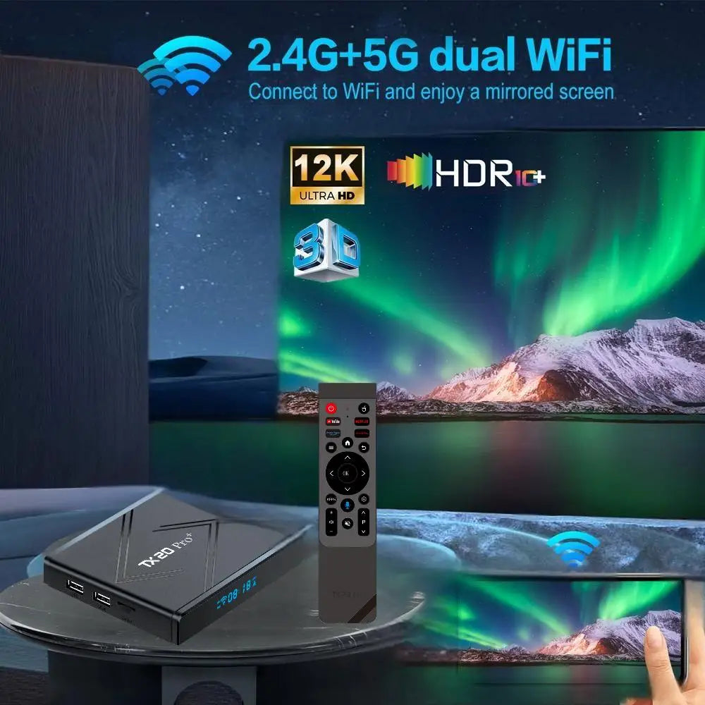 TX20 Pro+ Smart TV Box Android  4K 8K HD 4G 5G Dual WIFI 3D BT5.0 Video Media Player 8GB 128GB Allwinner H313 Set-top Box iptv