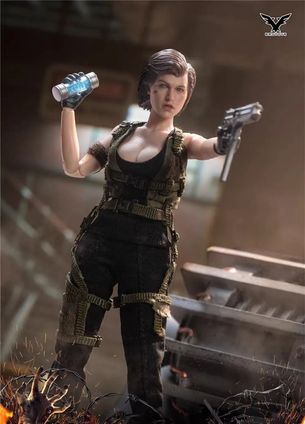 BROTOYS LR004 Women Soldier Charactor Toys Alice Player Residents of the Full Evil Set Moveable Action Figure with Platform 1/12
