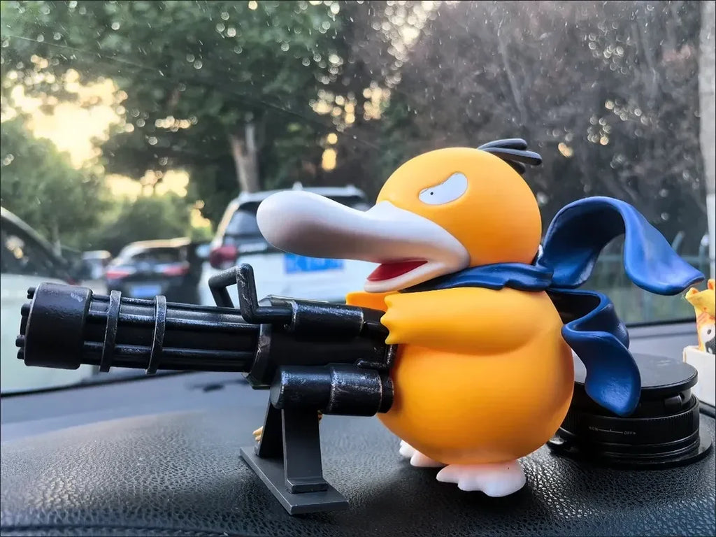 Pokemon Psyduck Gatling Gun Anime Figure Cross Dressing Toys PVC Statue Model Collection Decor Creative Peripheral Birthday Gift