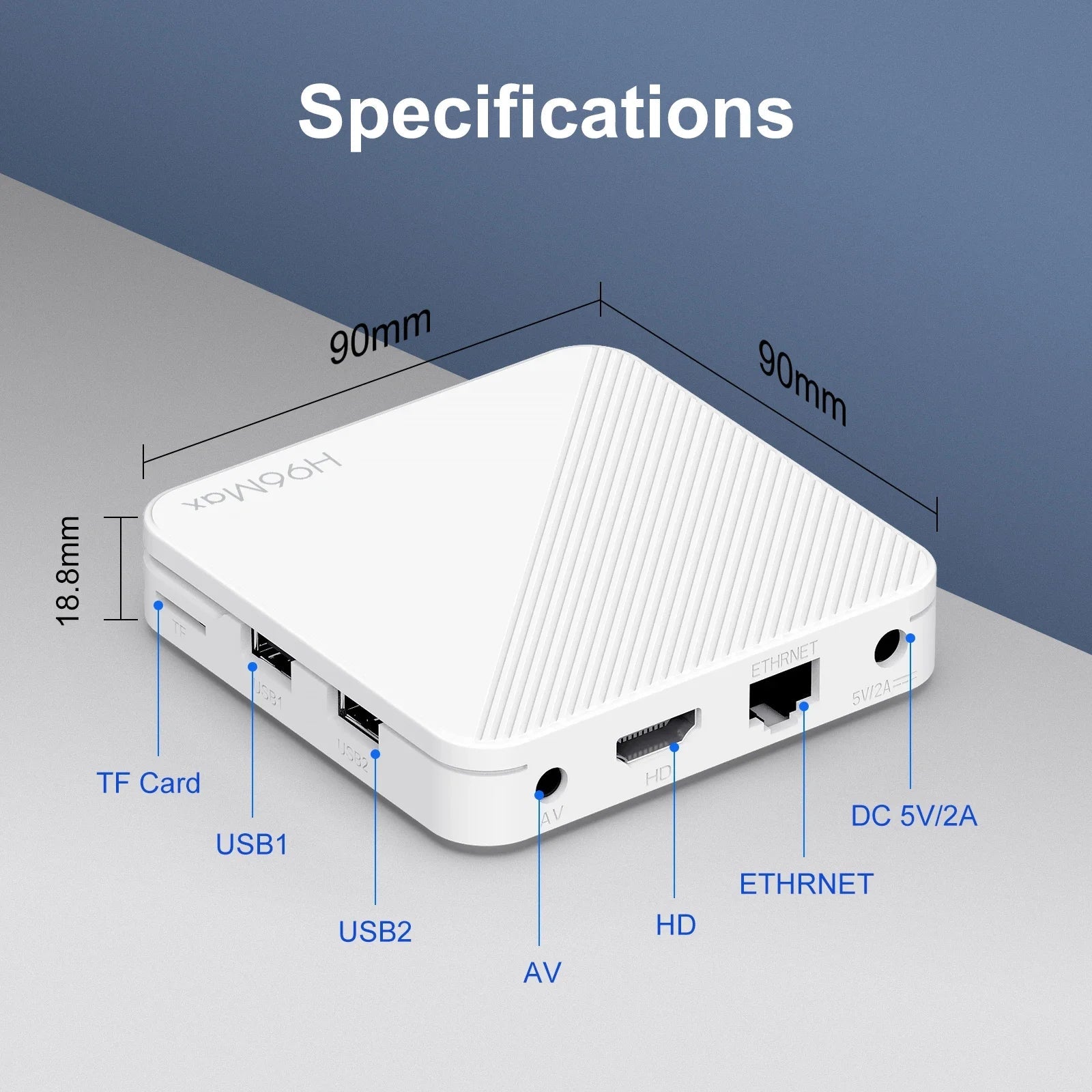 H96 MAX H313 TV Box Android 14 ATV TV Box 4K Video Set Top Box 100M LAN Wifi6 BT5.0 Voice Assistant Media Player TV Box 2GB 16GB
