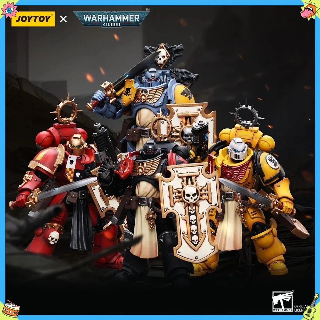 JOYTOY 1/18  40k Action Figure Black Templar Imperial Fist Blood Angel Space Wolve Bladeguard Veteran Anime Figure Model Toy