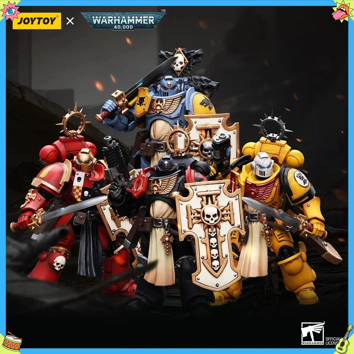 JOYTOY 1/18  40k Action Figure Black Templar Imperial Fist Blood Angel Space Wolve Bladeguard Veteran Anime Figure Model Toy