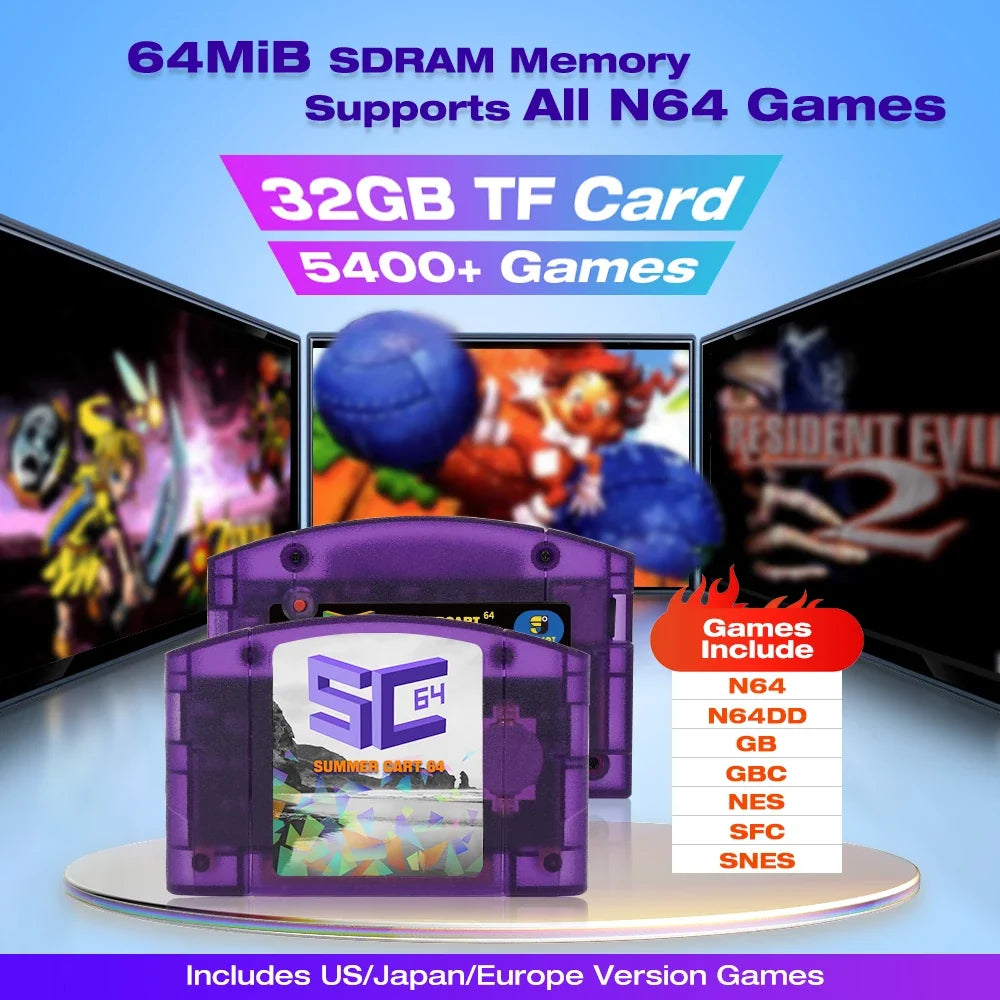 SummerCart64 Open Source N64 Game Card For Nintendo 64 Game Console With Simulator Function Compatibility 5400+ games