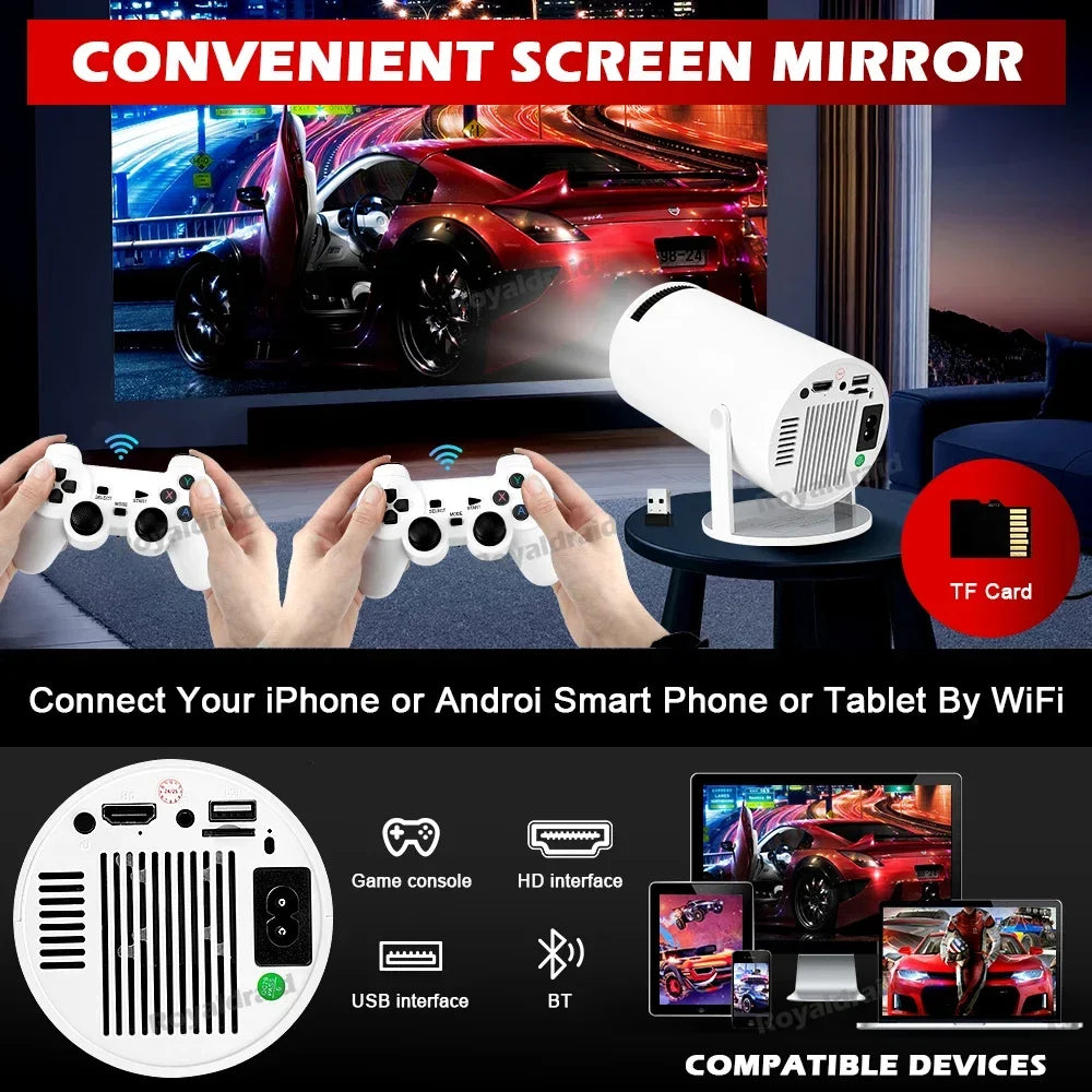 P90 Max Video Game Console w 2 Wireless Controllers 19000+ Retro Games Support 4K 1080P Androd11 Portable Smart Gaming Projector