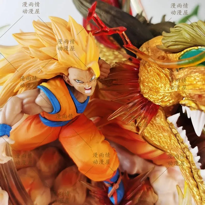 65cm Dragon Ball figures Goku Dragon Fist Super Saiyan3 Anime Figure PVC figurine Statue Collection can light