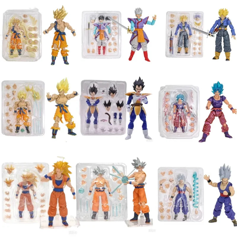 Dragon Ball Z Super Saiya Anime Figure SHF Goku Gohan Trunks Boy From Future Collection Model Action Figure Toys Birthday Gifts