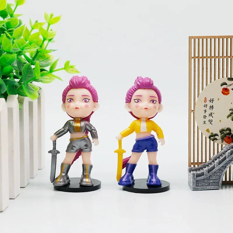 HOT SALE 6pcs/Set Q Version K pop Demon Hunters Action Figure Toy Rumi Mira Zoey Figurine Decor Doll for Fans Christmas Gifts