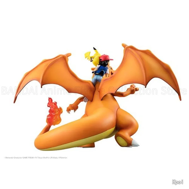 Hot Sale Original MegaHouse G.E.M.Series Pocket Monsters SATOSHI &PIKACHU & LIZARDON 19CM Limited Edition Toys Model Statue