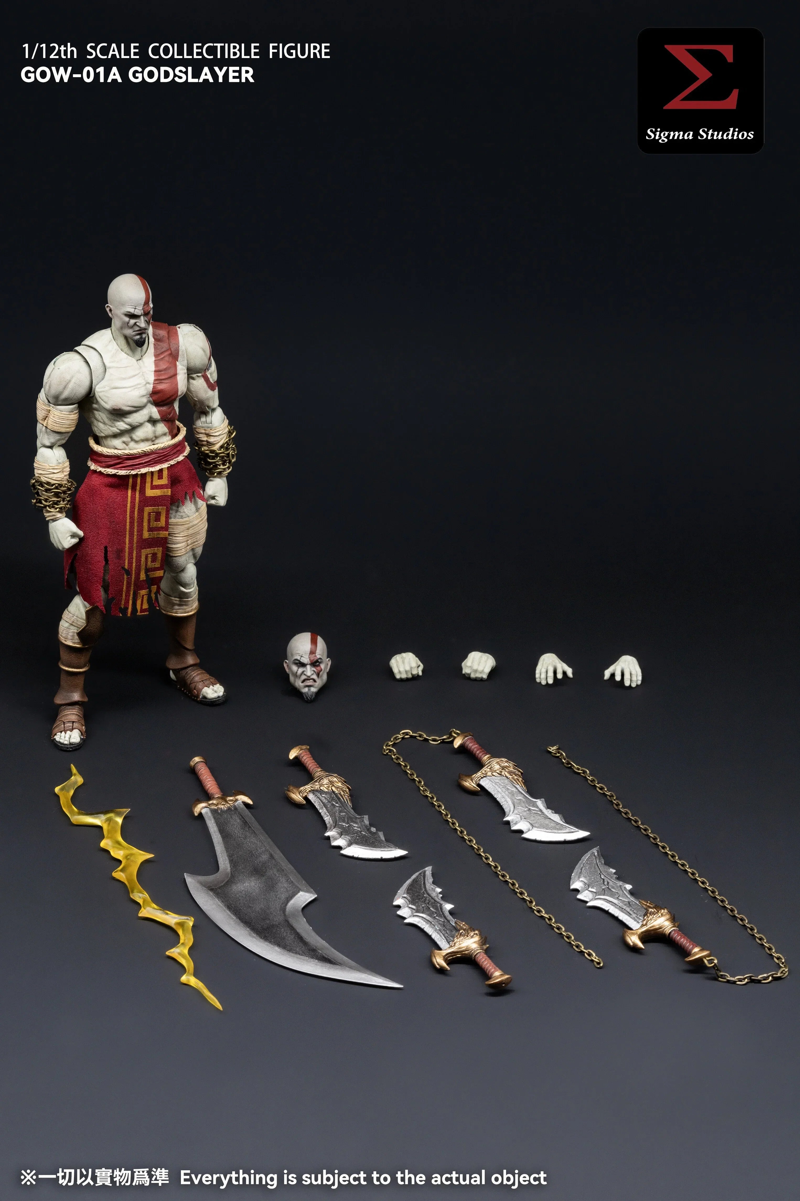 Sigma Studios God Of War Godslayer Kratos Action Figure GOW01A Original Collectible PVC Model Poseable Toy Gift Accessories Set