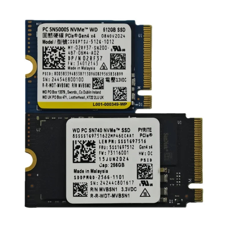 WD SN740 M.2 2230 1TB 2TB PCIe 4.0 NVMe SSD for Steam Deck Microsoft Surface ProX & SN5000S 2230 512GB & SN740 2242 256GB