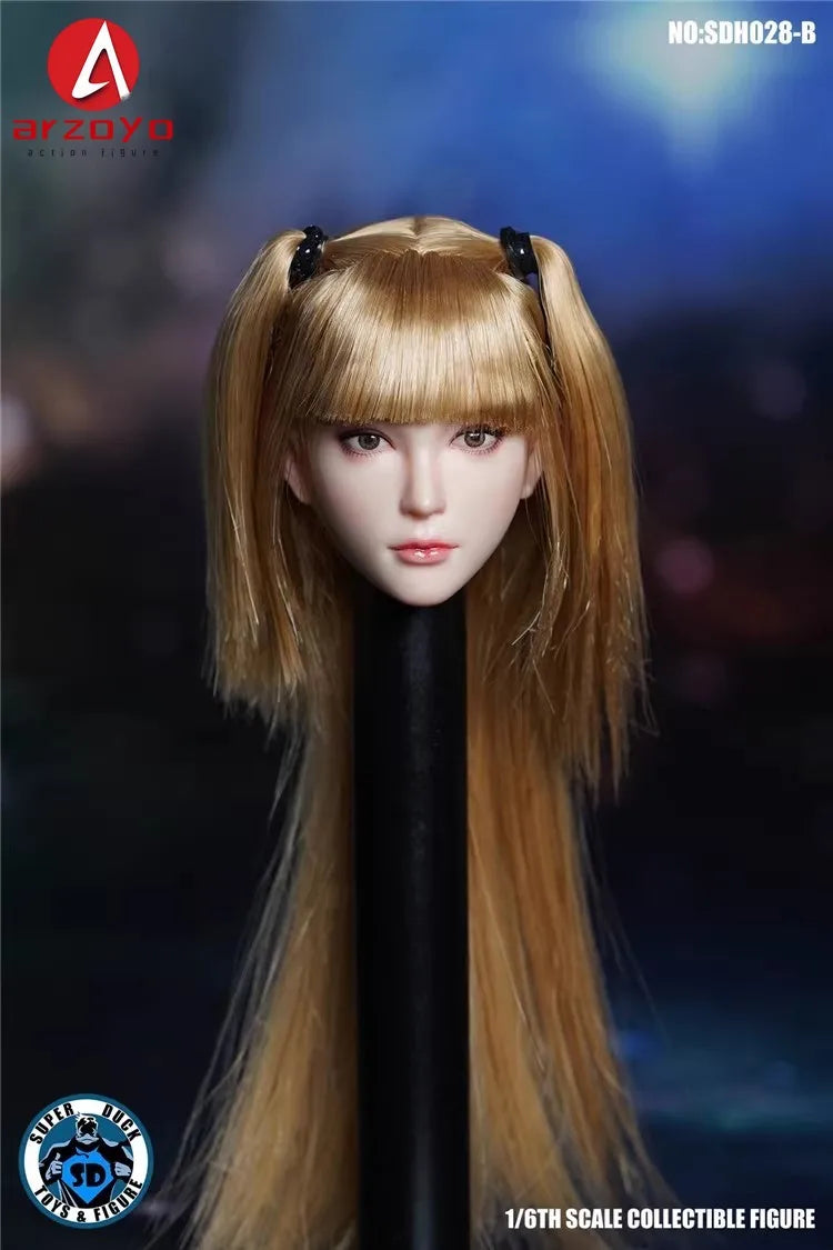 SUPER DUCK 1/6 SDH028 Female Girl Head Sculpt Carving Model Fit 12'' TBL JIAOU Action Figure Body Doll