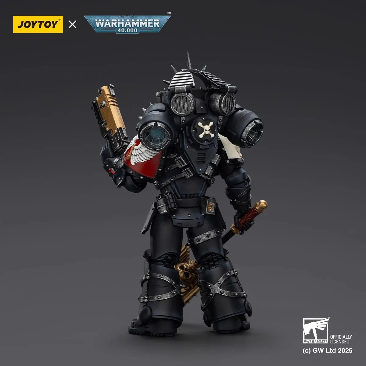 JOYTOY Warhammer 40K 1/18 Scale Blood Angels Lemartes With Jump Pack,Blood Crozius And Absolver Bolt Pistol Figurine Model Toy
