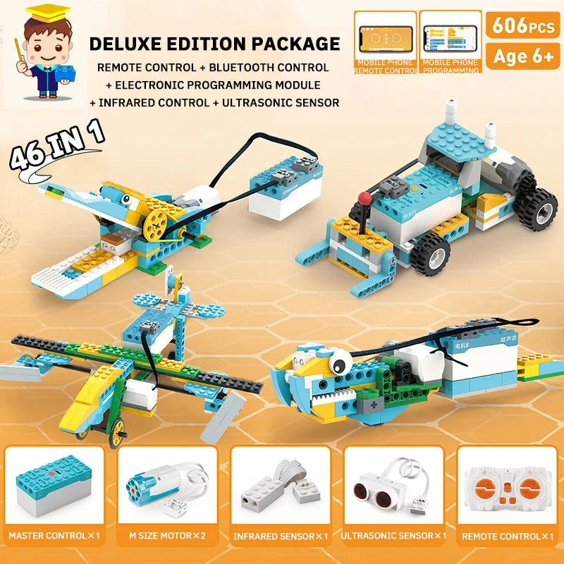 STEM Educational Building Blocks Kit Programmable Robot Brick High-Tech Steam Puzzle Assembly for Early Science Learning