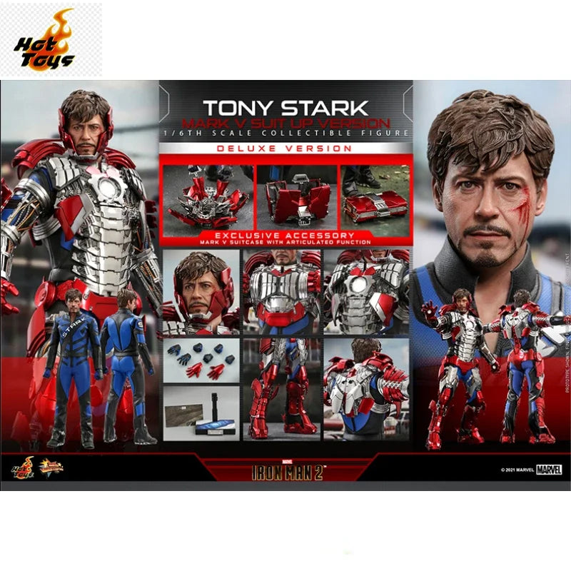 Original Hottoys Iron Man 2 Tony Stark MARK5 Armor MMS599 MMS600 1:6 Anime Action Figures Toys Gift Model Collector Hobby Doll