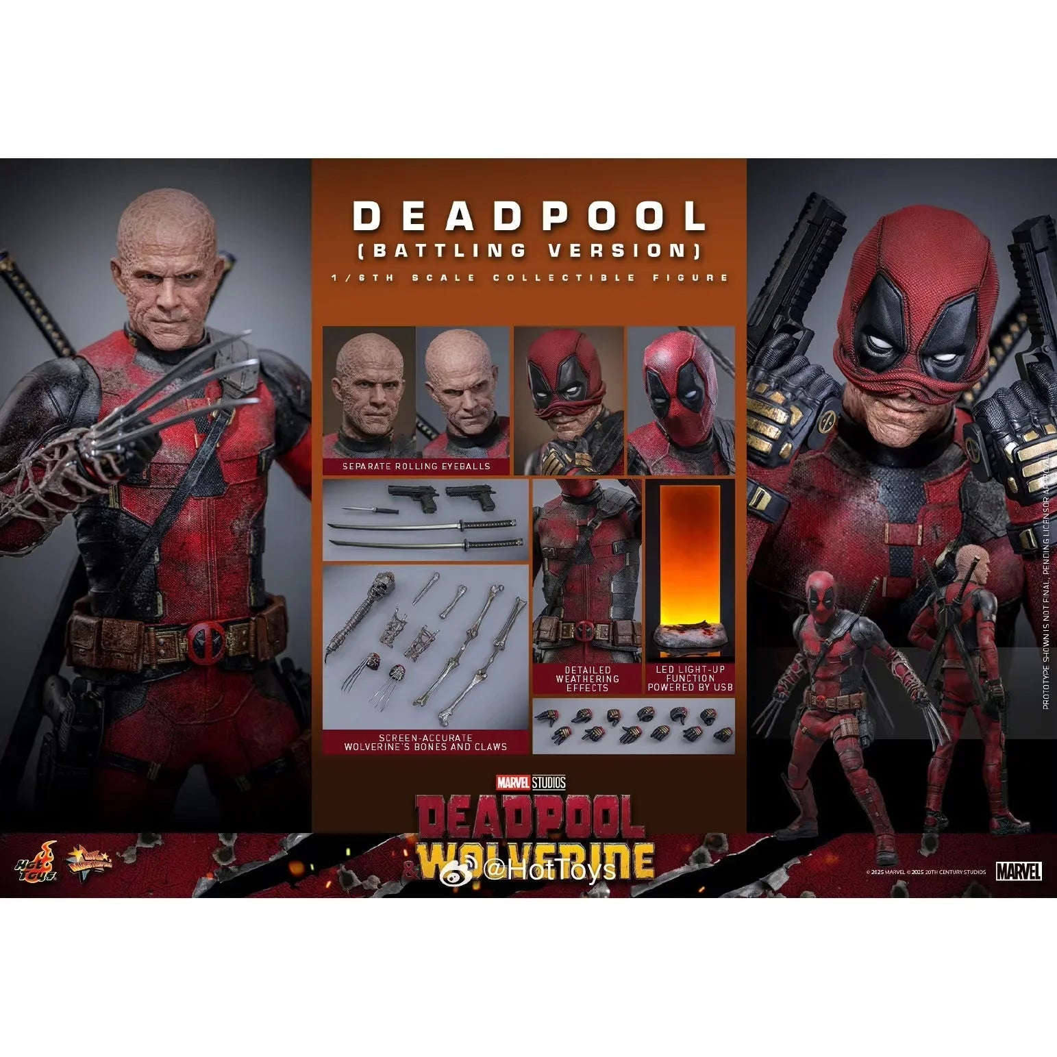 Original 1/6 Scale Hottoys Mms782 "Deadpool And Wolverine" Deadpool Battle Version Actionfigur Set Sammlerstück Spielzeug Weihnachtsgeschenk