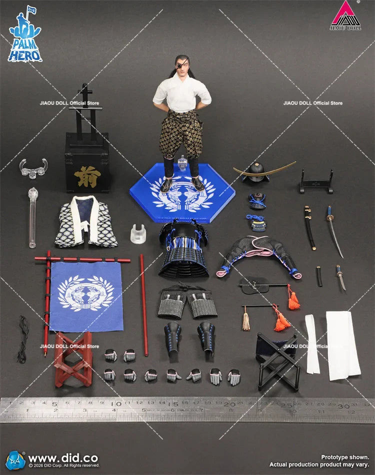 DID XJ80030 1/12 Japanische Samurai-Serie Einäugiger Drachensoldat Figur Modell 6'' Männliche Actionfigur Puppe Palm Hero Serie