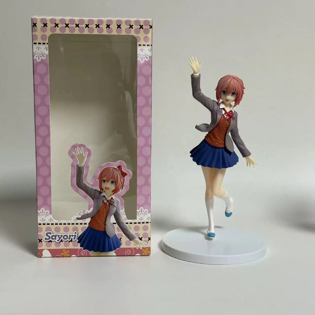 18CM Anime Game Doki Doki Literature Club Sayori Figure Cute Girl Animation Model Toys Gifts Collection Decoration Ornaments PVC