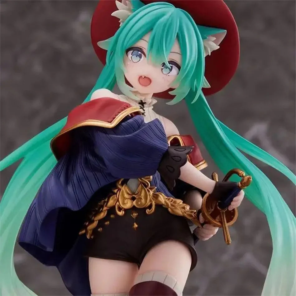 Anime Hatsune Miku Figure Fairy Tale Wonderland Hatsune Miku Puss in Boots Kawaii Action Figures Adult Collection Model Toy Gift