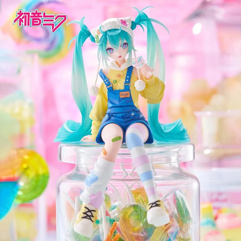 Original FuRyu Anime Figure Hatsune Miku Lollipop Noddle Stopper Toys Action Figurine PVC Model Collection Doll Gift
