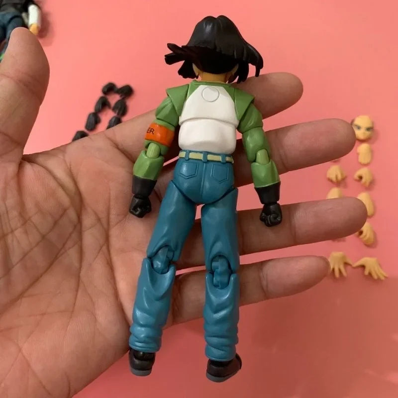 2pcs/Set Dragon Ball Super Poseable Dolls Shf Android 18 And 17 Twin Pack Model Bulk Cargo Ko Model No Box Collectibles Toys