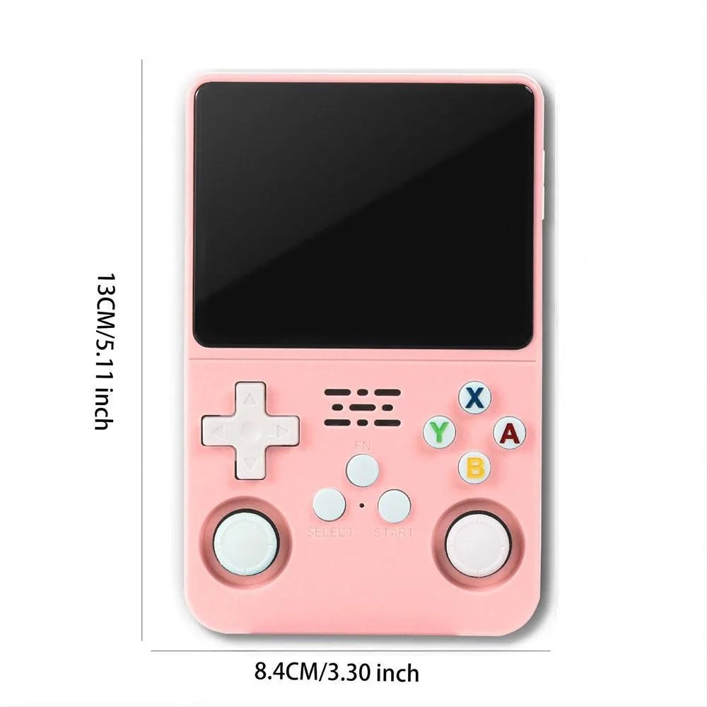 WUDS Handheld Game Console – 3.5" IPS Screen Linux System Retro Game Player with 15000+ Classic Games 32+64G TF Card pink