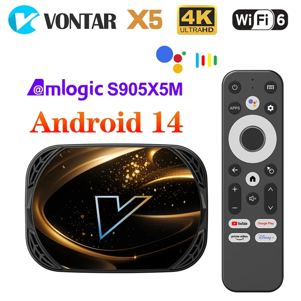 VONTAR X5 Android 14 TV Box Amlogic S905X5M(S905A) 4GB 128GB 32GB 64GB 1000M Wifi6 4K AV1 Google Play Media Player Set top box
