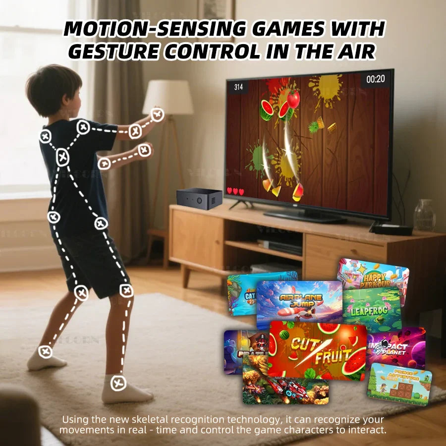 VILCORN AI Motion Sensing Game TV Box Octa-core Processor WiFi Active Play System for Kids & Family Somatosensory Gaming Console