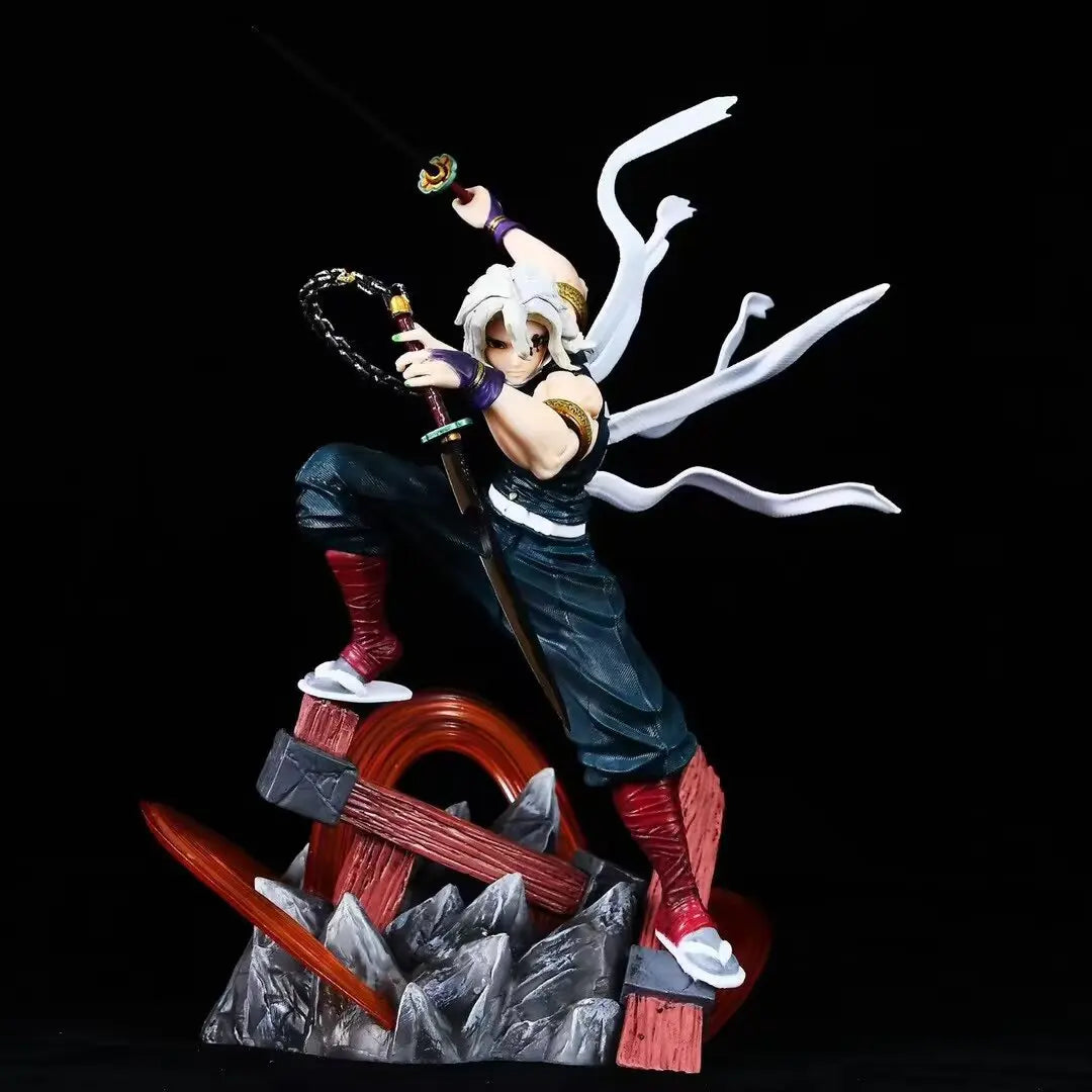27cm Demon Slayer Tengen Uzui Battle Sound Hashira Double Head Sculpture Battle Scene Model Statue Anime Figure