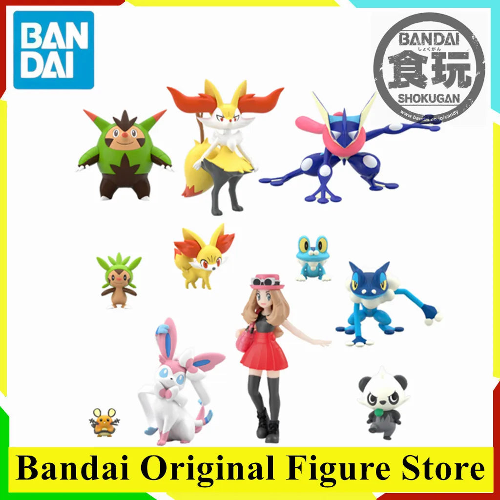 Original BANDAI Pokemon SHOKUGAN Kalos Region Serena Sylveon Greninja Action Figure Toy Pocket Monster Doll PVC Model Collector