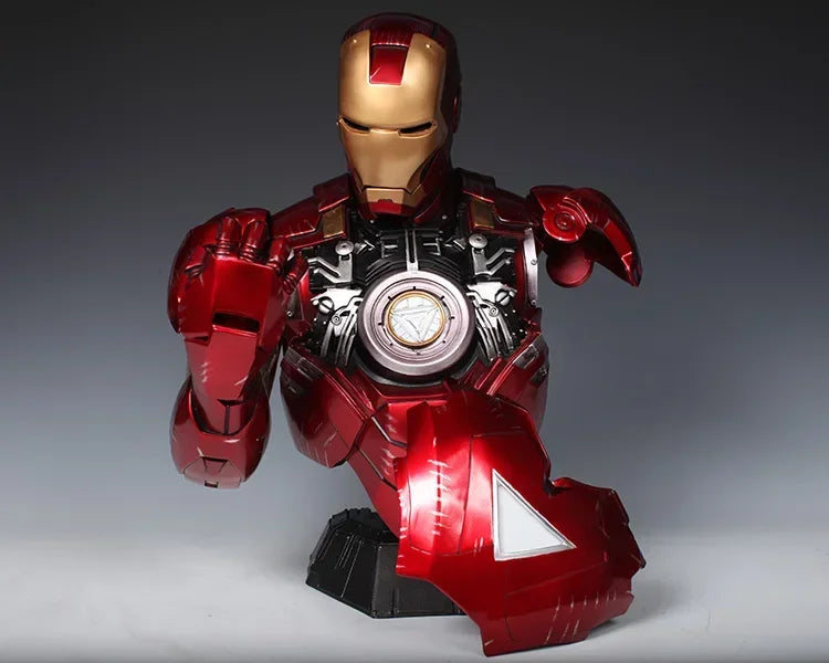 Superhero 41cm Ironman Iron man MK6 Mark 6 Head bust Portrait With LED Light GK Figure statue Collectible Model home decoration