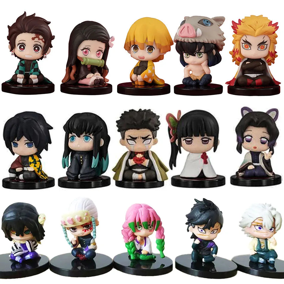 4/5/6Pcs Set Anime Demon Slayer Figure 7cm Kamado Tanjirou Kamado Nezuko Mini Cute Edition Pvc Doll Toy Desktop Ornament Gift
