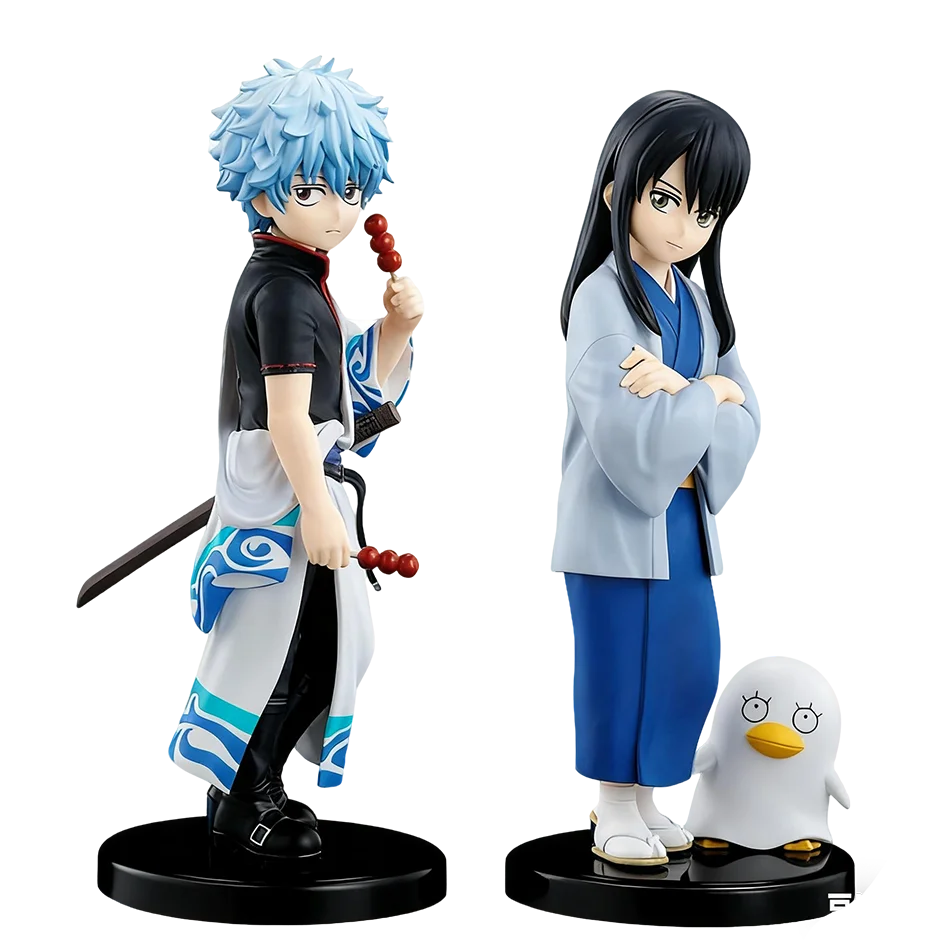 Original 14CM Anime Gintama Figure Sakata Gintoki Katsura Kotarou Stand Anime Model Toys Gifts Collection Decoration Ornaments