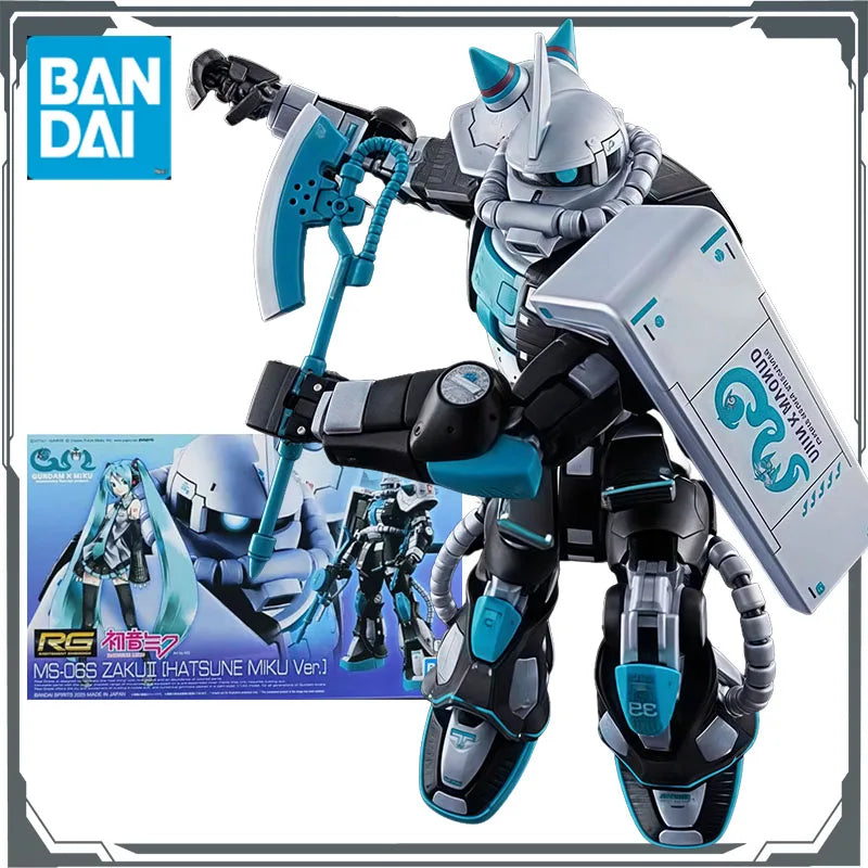 Bandai Original MODEL KIT GUNDAM RG MS-06S Zaku II [Hatsune Miku Version] 1/144 Anime Action Figure Assembly Model Toys  Model